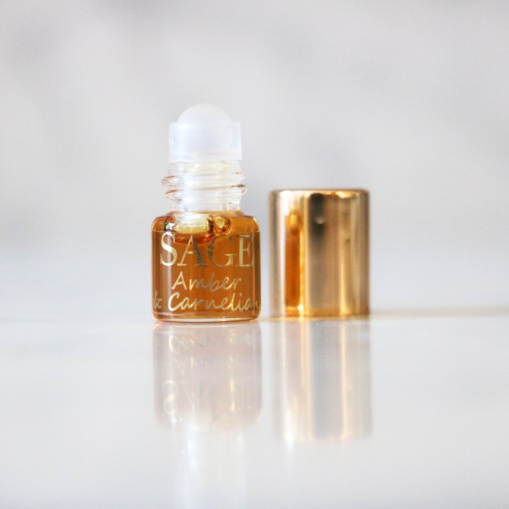 .03oz Mini Roll Amber and Carelian Perfume Oil by Sage, Earthy, Gender Neutral Vegan, Cruelty Free, and travel size fragrance