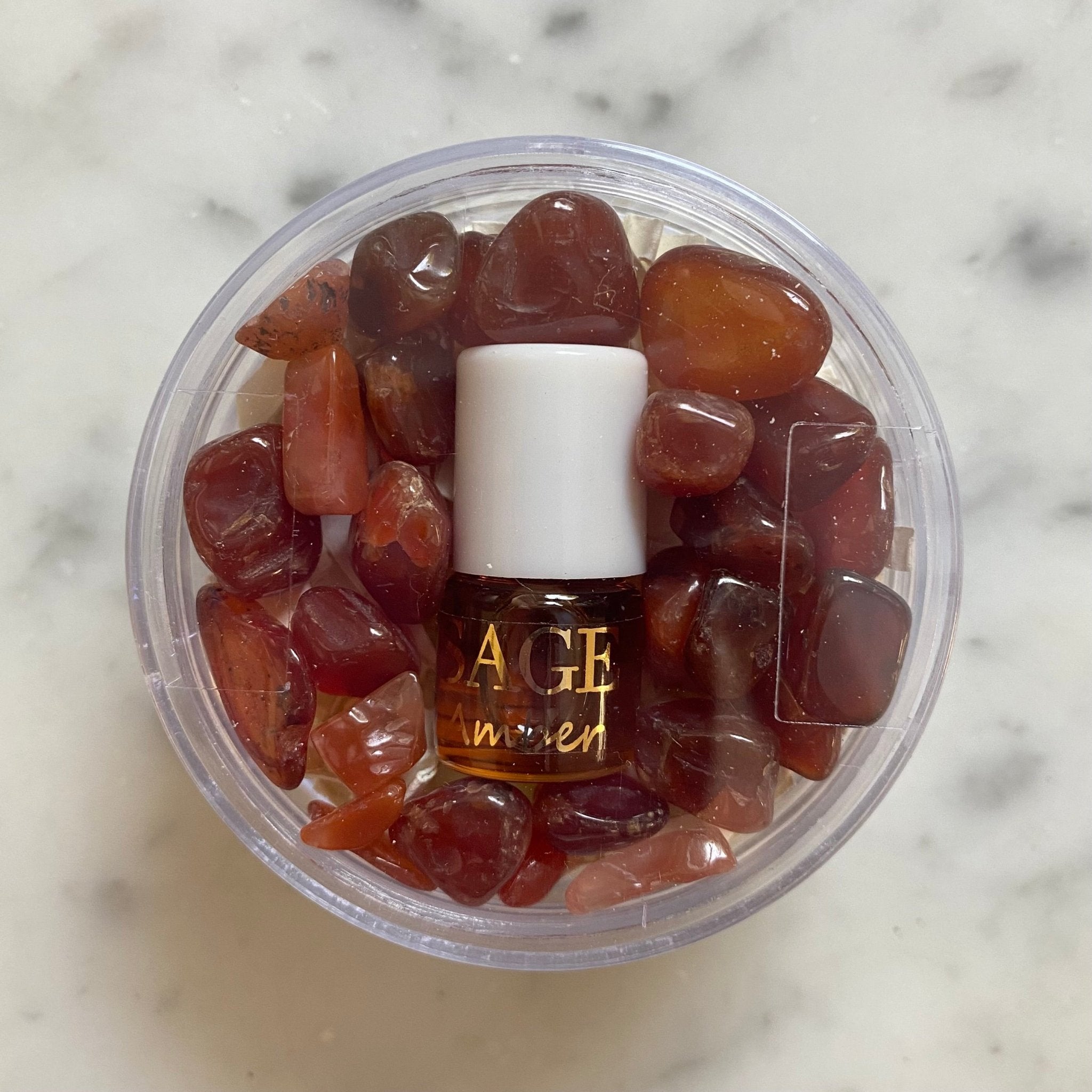Amber Perfume Oil Concentrate Mini Rollie with Gemstones by Sage - The Sage Lifestyle