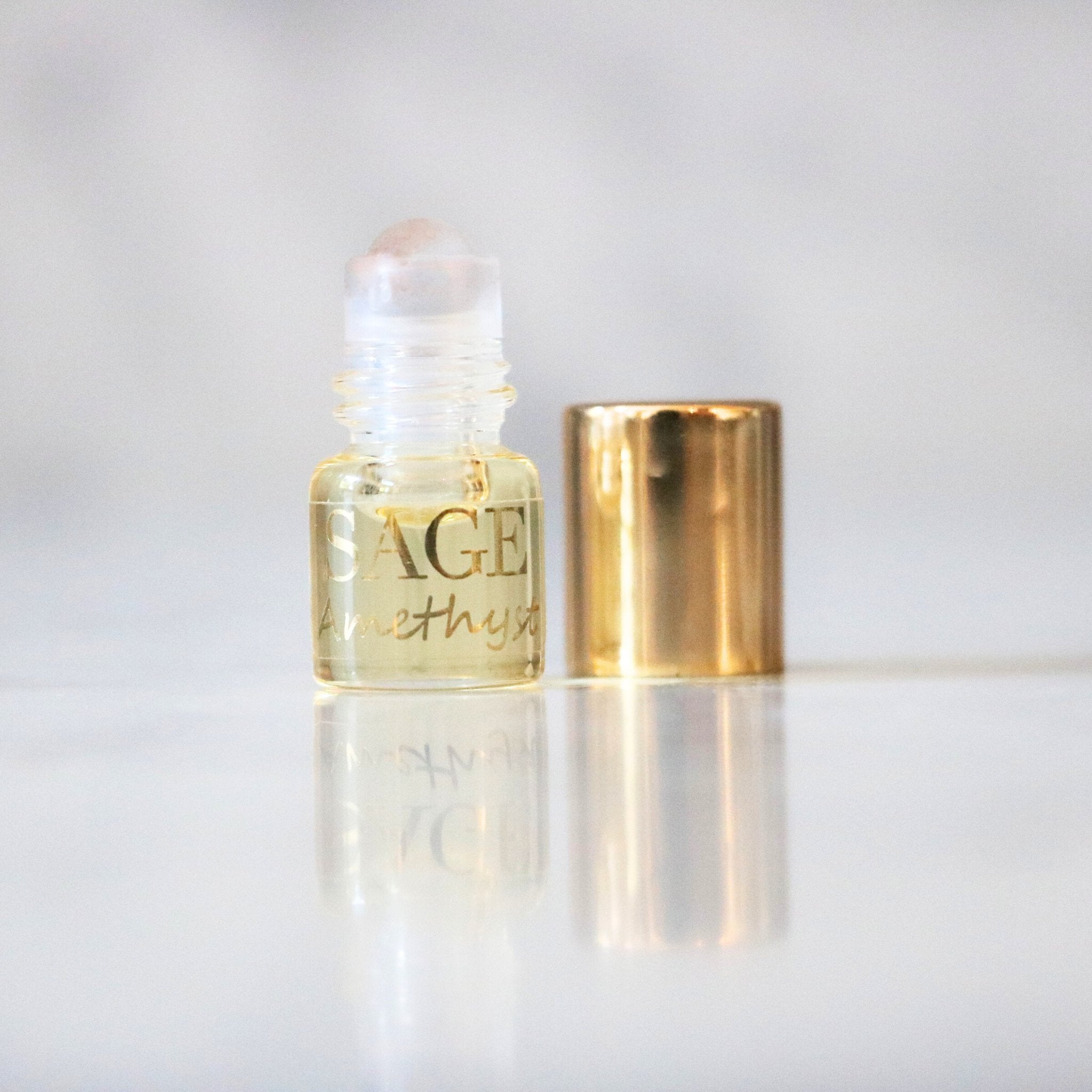.03oz Mini Roll on Amethyst Perfume Oil by Sage, light floral, Gender Neutral fragrance, Vegan,Cruelty Free and travel size