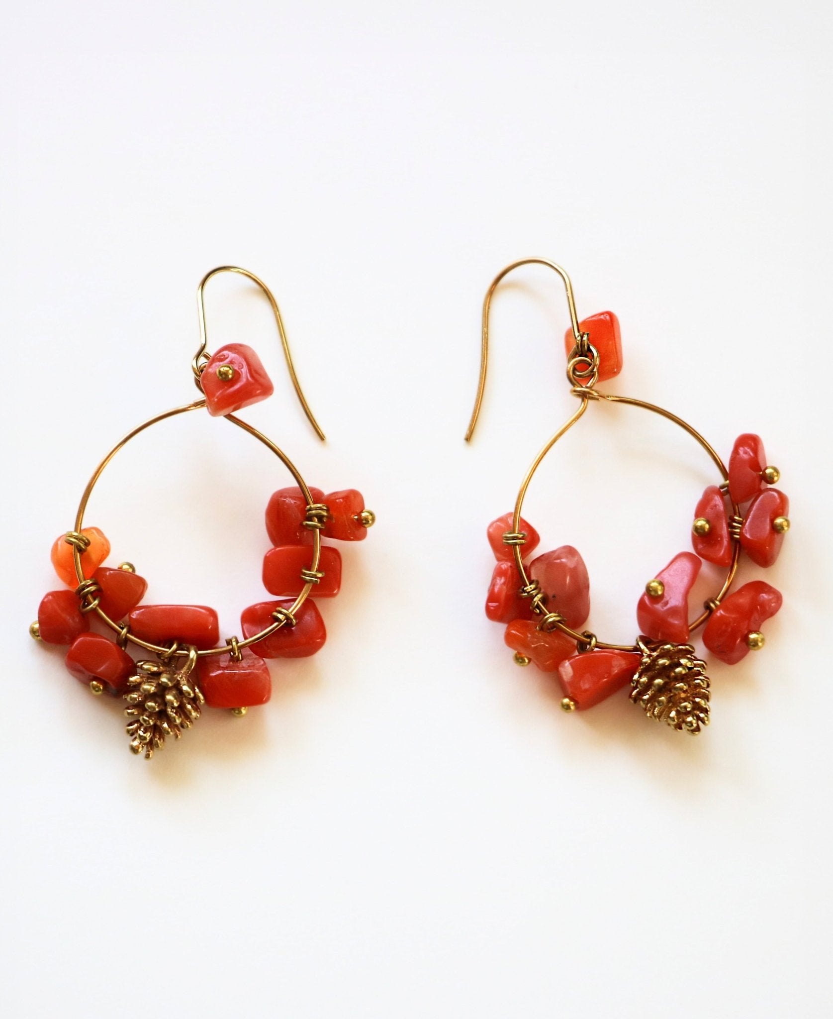Carnelian Large Cluster Hoop Gold Earrings by Sage Machado - The Sage Lifestyle