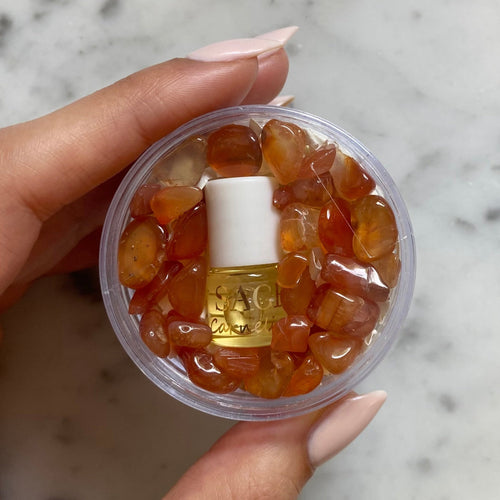 Carnelian Perfume Oil Concentrate Mini Rollie with Gemstones by Sage - The Sage Lifestyle