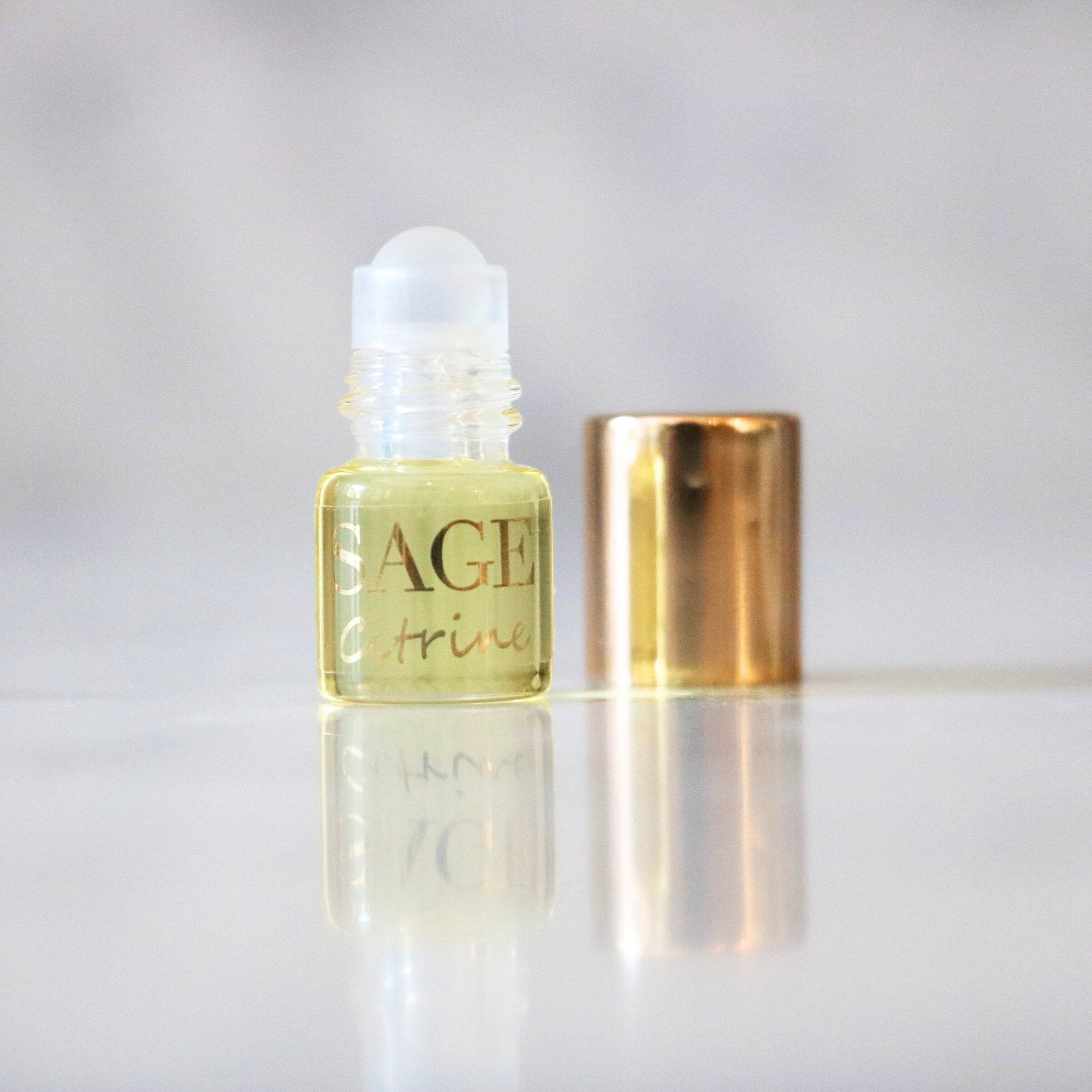 .03 oz Mini Roll on Citrine Perfume Oil by Sage, Fruity, Gender Neutral, Vegan, Cruelty Free travel size fragrance