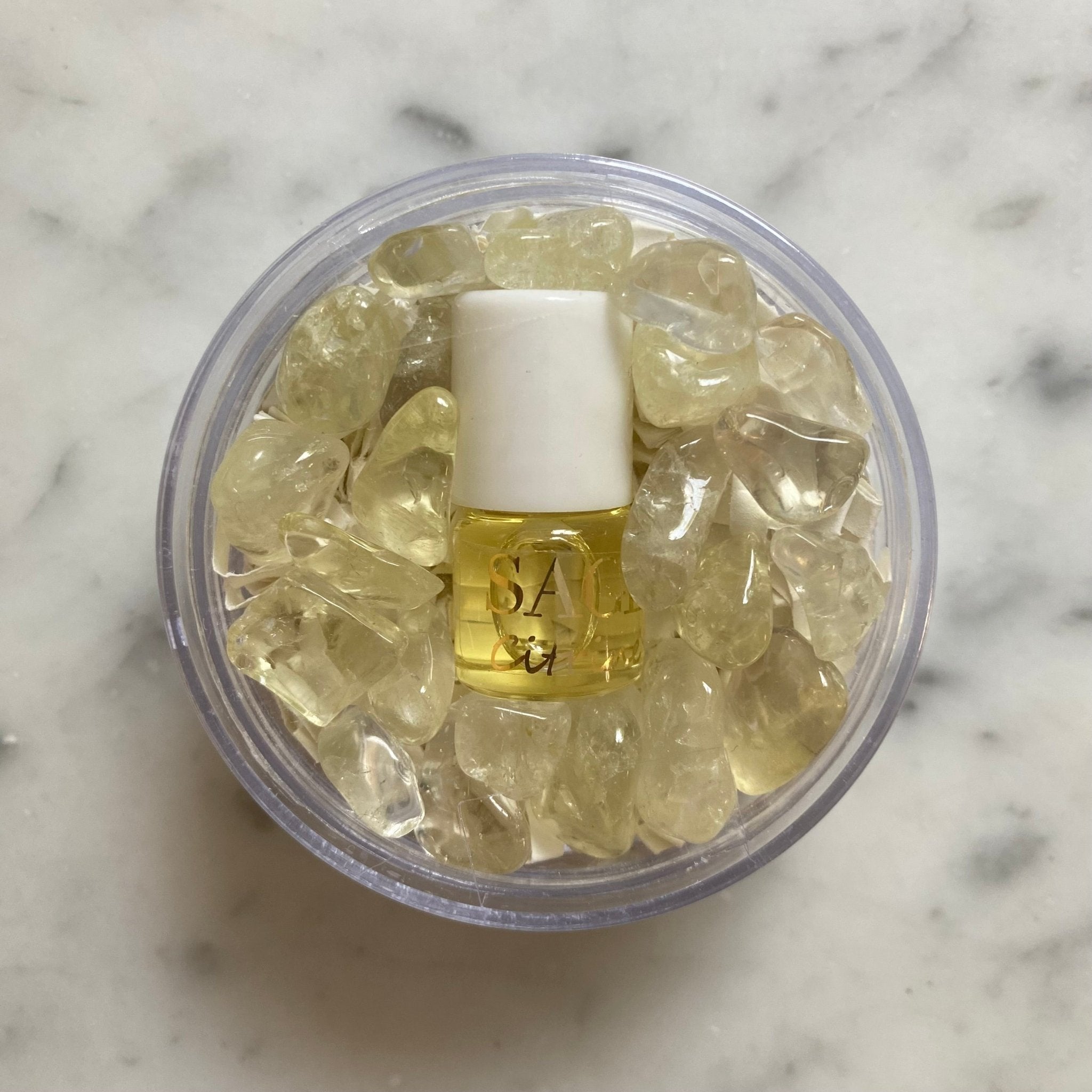 Citrine Perfume Oil Concentrate Mini Rollie with Gemstones by Sage - The Sage Lifestyle