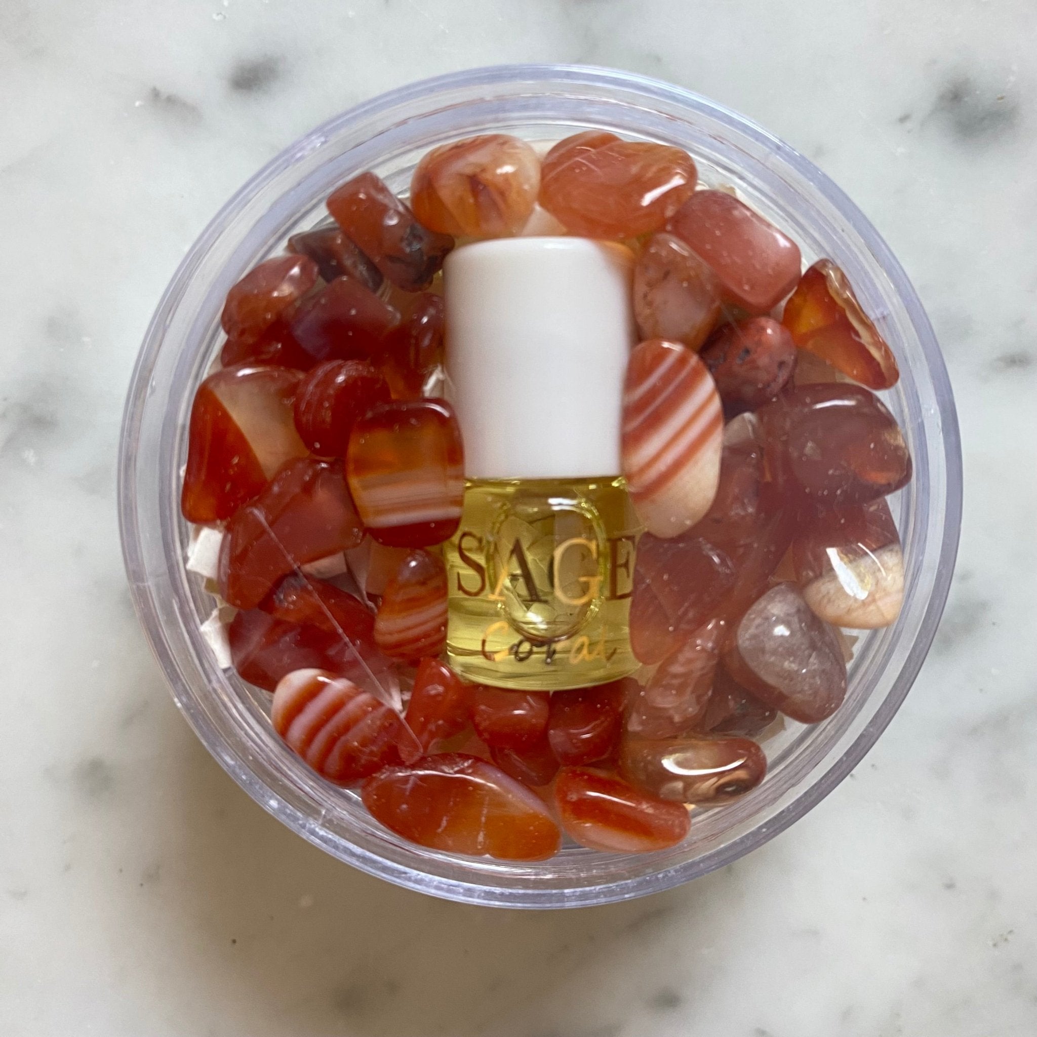 Coral Perfume Oil Concentrate Mini Rollie with Gemstones by Sage - The Sage Lifestyle