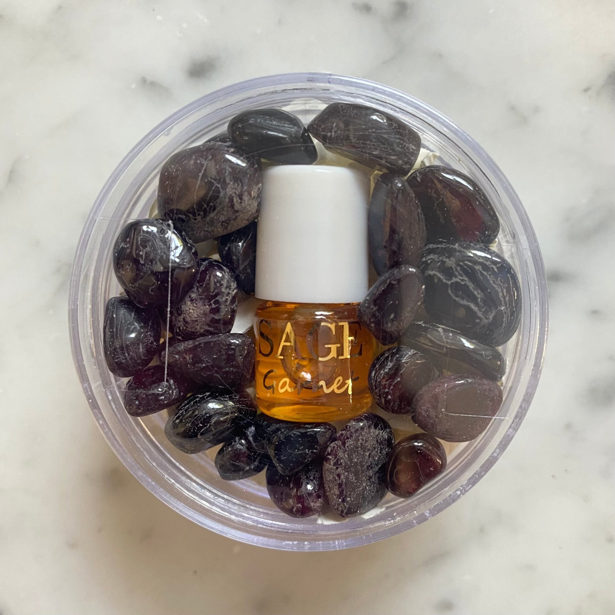 Garnet Perfume Oil Concentrate Mini Rollie with Gemstones by Sage - The Sage Lifestyle