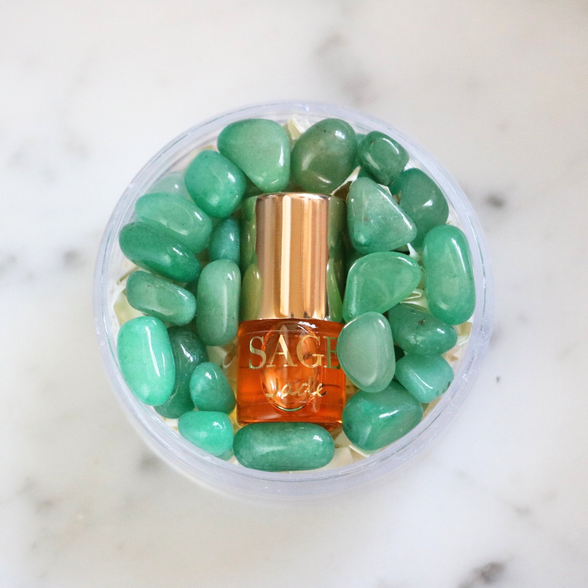 Jade Perfume Oil Concentrate Mini Rollie with Gemstones by Sage - The Sage Lifestyle