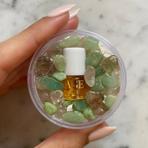 Jade &amp; Topaz Blend Perfume Oil Concentrate Mini Rollie with Gemstones by Sage - The Sage Lifestyle