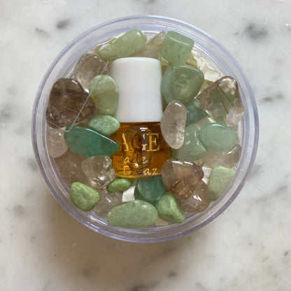 Jade &amp; Topaz Blend Perfume Oil Concentrate Mini Rollie with Gemstones by Sage - The Sage Lifestyle