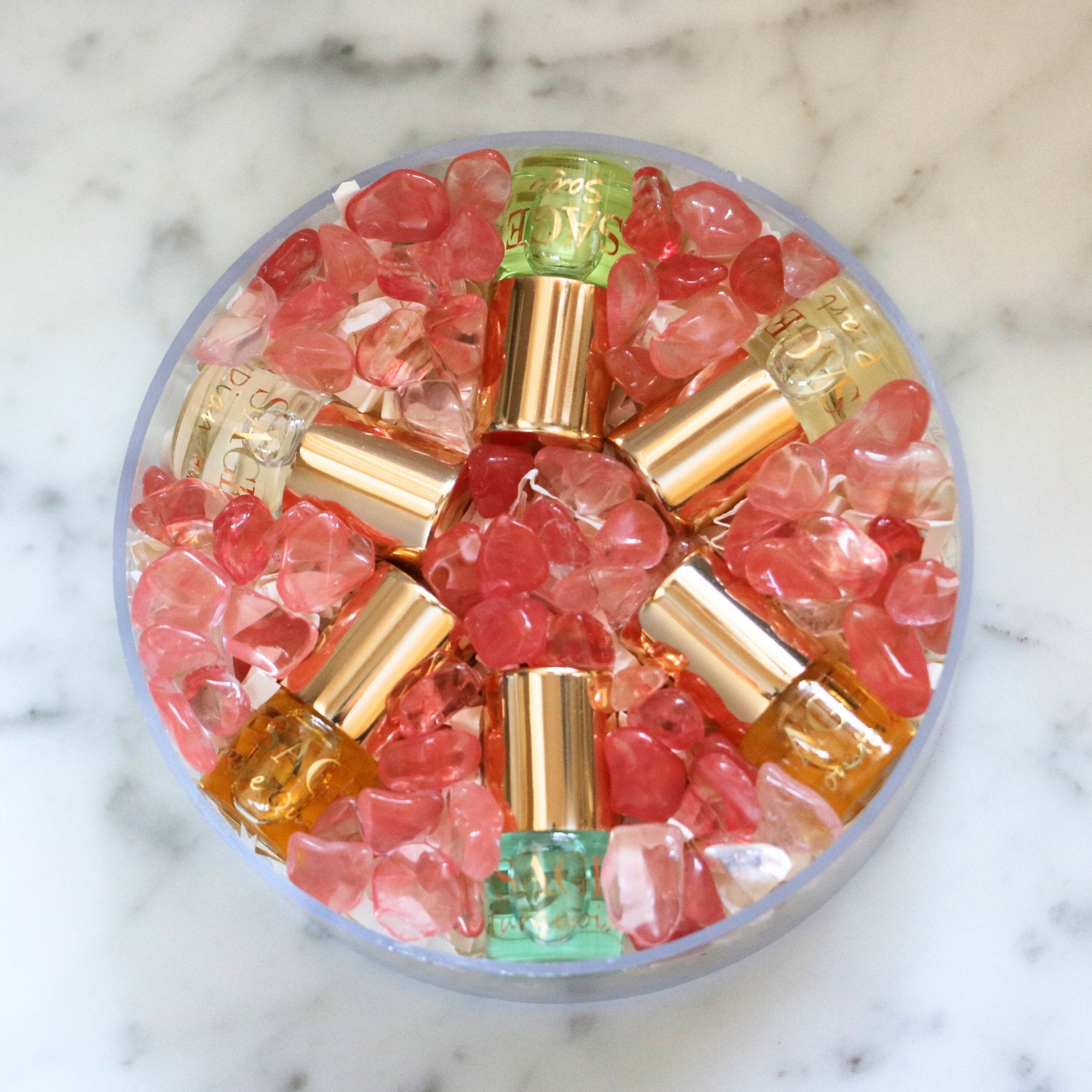 Mini 0.03 oz roll-on perfume oil gift set of 5 with gemstones, Sage discovery set, vegan, cruelty-free fragrances