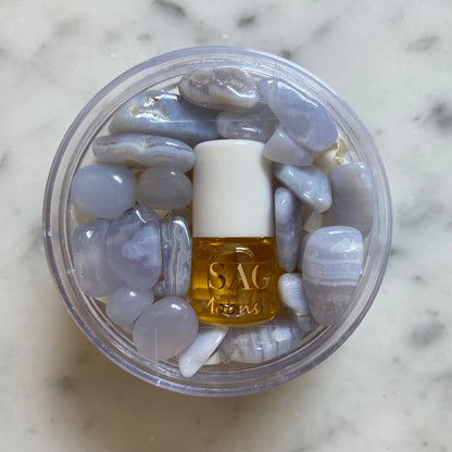 Moonstone Perfume Oil Concentrate Mini Rollie with Gemstones by Sage - The Sage Lifestyle
