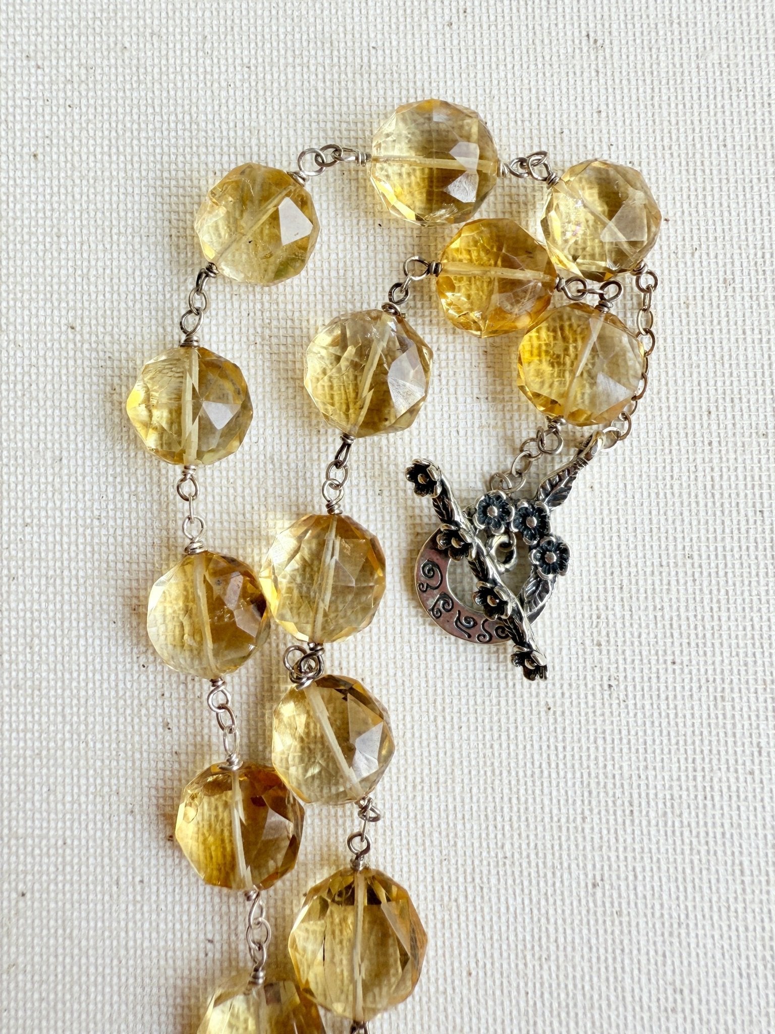 One of a Kind Vintage Arizona Turquoise, Sterling Silver and Citrine Necklace by Sage Machado - The Sage Lifestyle