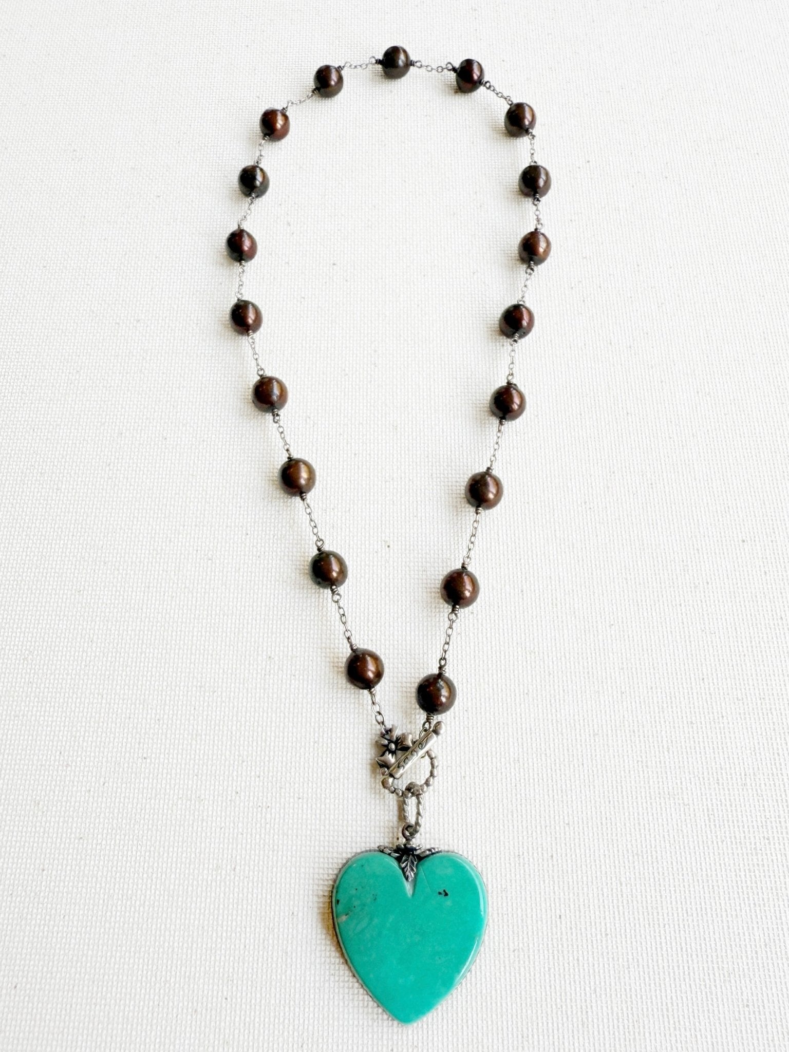 One of a Kind Vintage Arizona Turquoise, Sterling Silver and Pearl Necklace by Sage Machado - The Sage Lifestyle