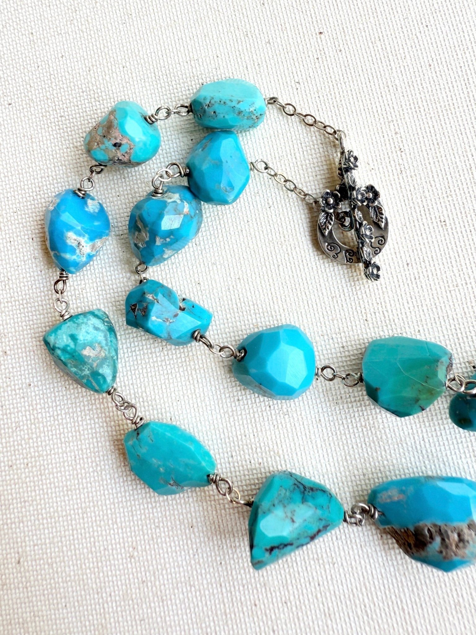 One of a Kind Vintage Arizona Turquoise with Baltic Amber Heart and Sterling Silver Necklace by Sage Machado - The Sage Lifestyle