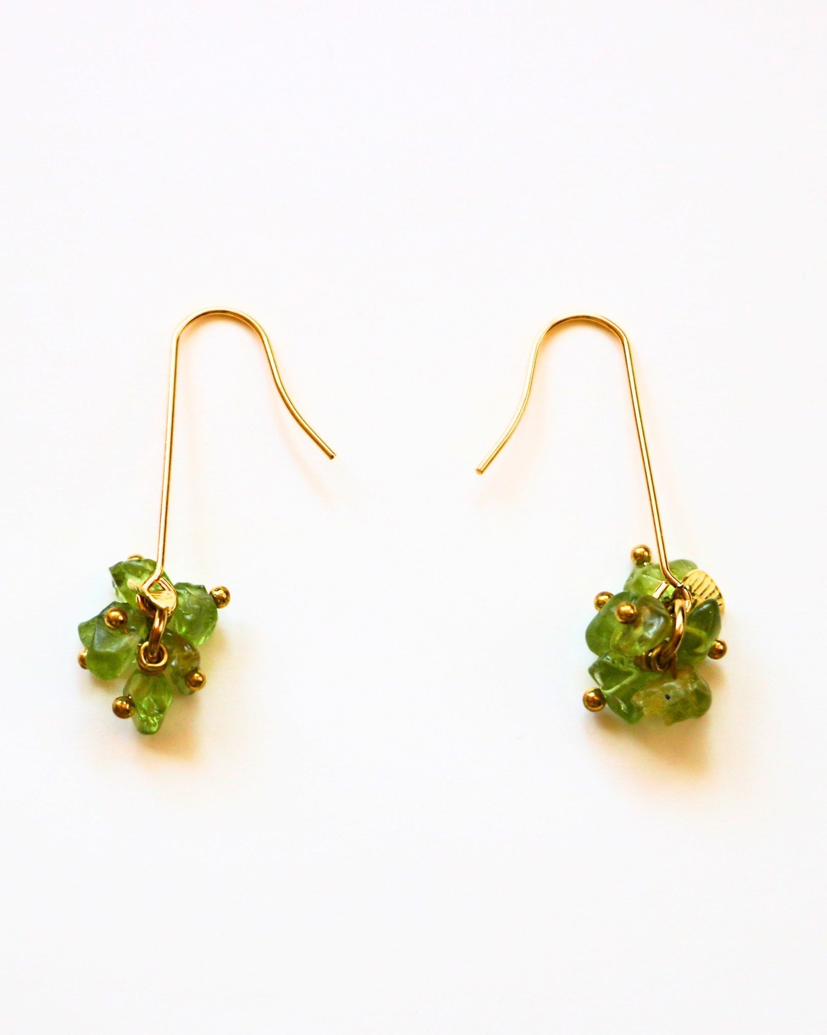 Peridot Long Cluster Drop Gold Earrings by Sage Machado - The Sage Lifestyle