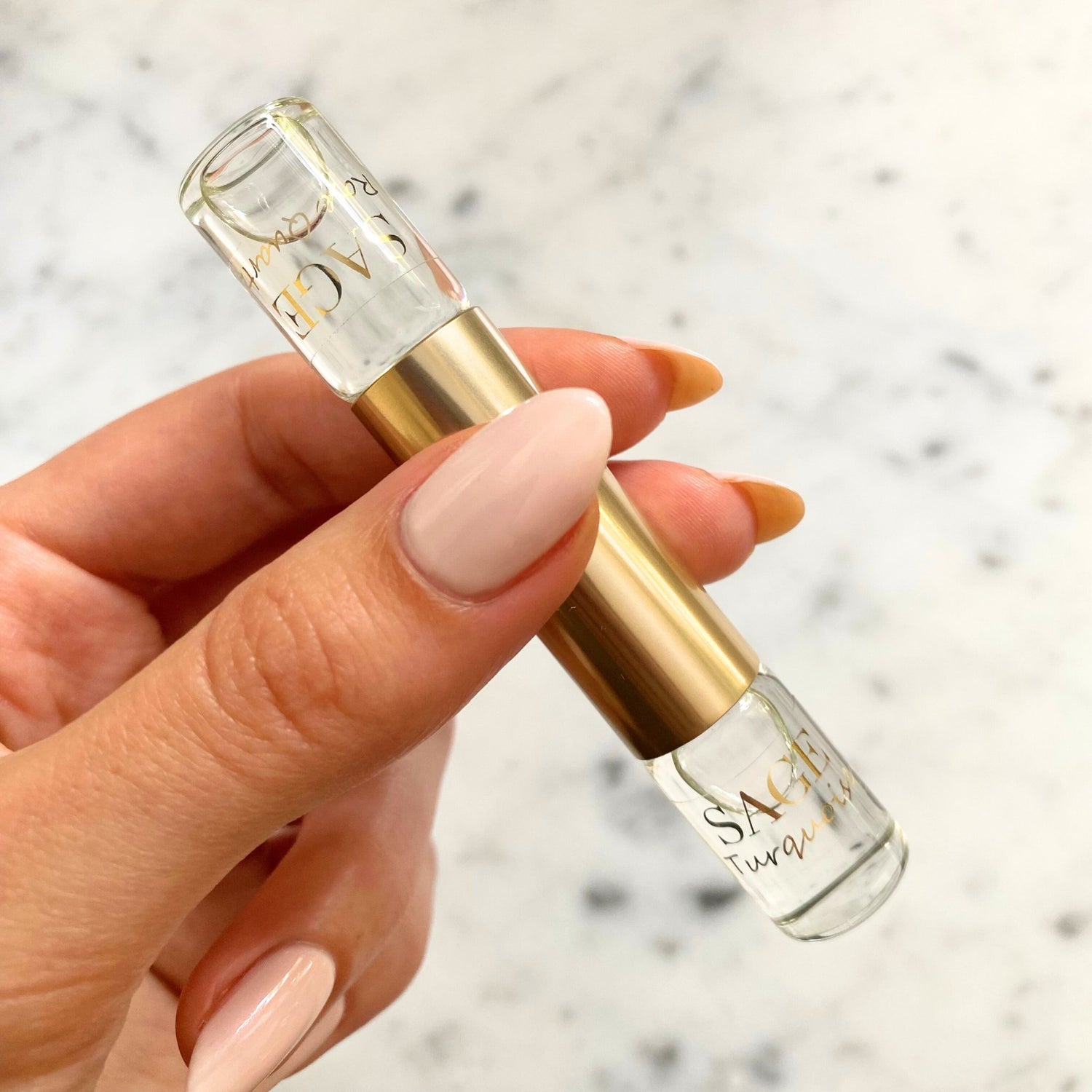 ¼ oz Eau de Toilette Dual Roll-On, Rose Quartz and Turquoise, floral, Vegan, Cruelty-Free fragrance, 1/8 oz each