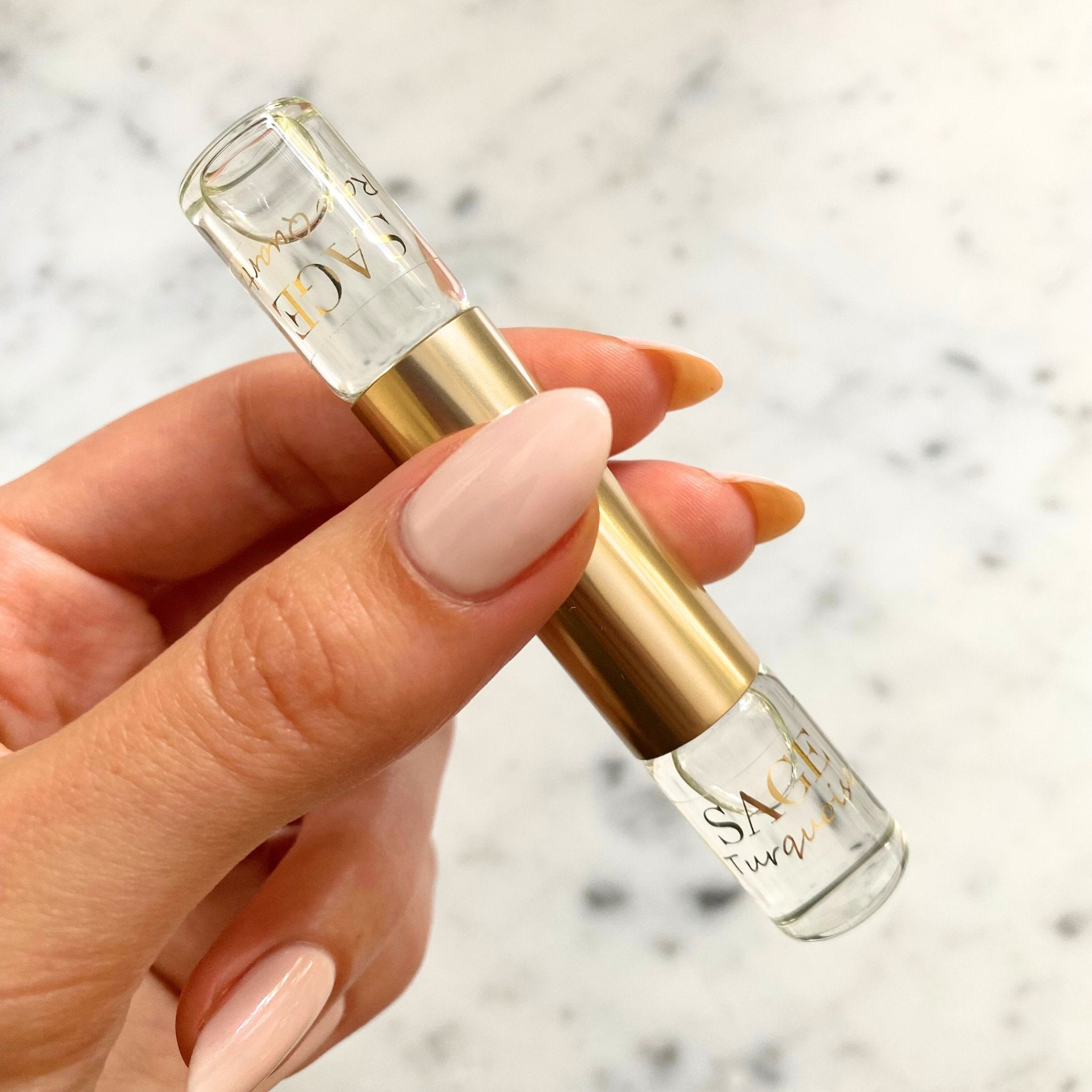 ¼ oz Eau de Toilette Dual Roll-On, Rose Quartz and Turquoise, floral, Vegan, Cruelty-Free fragrance, 1/8 oz each