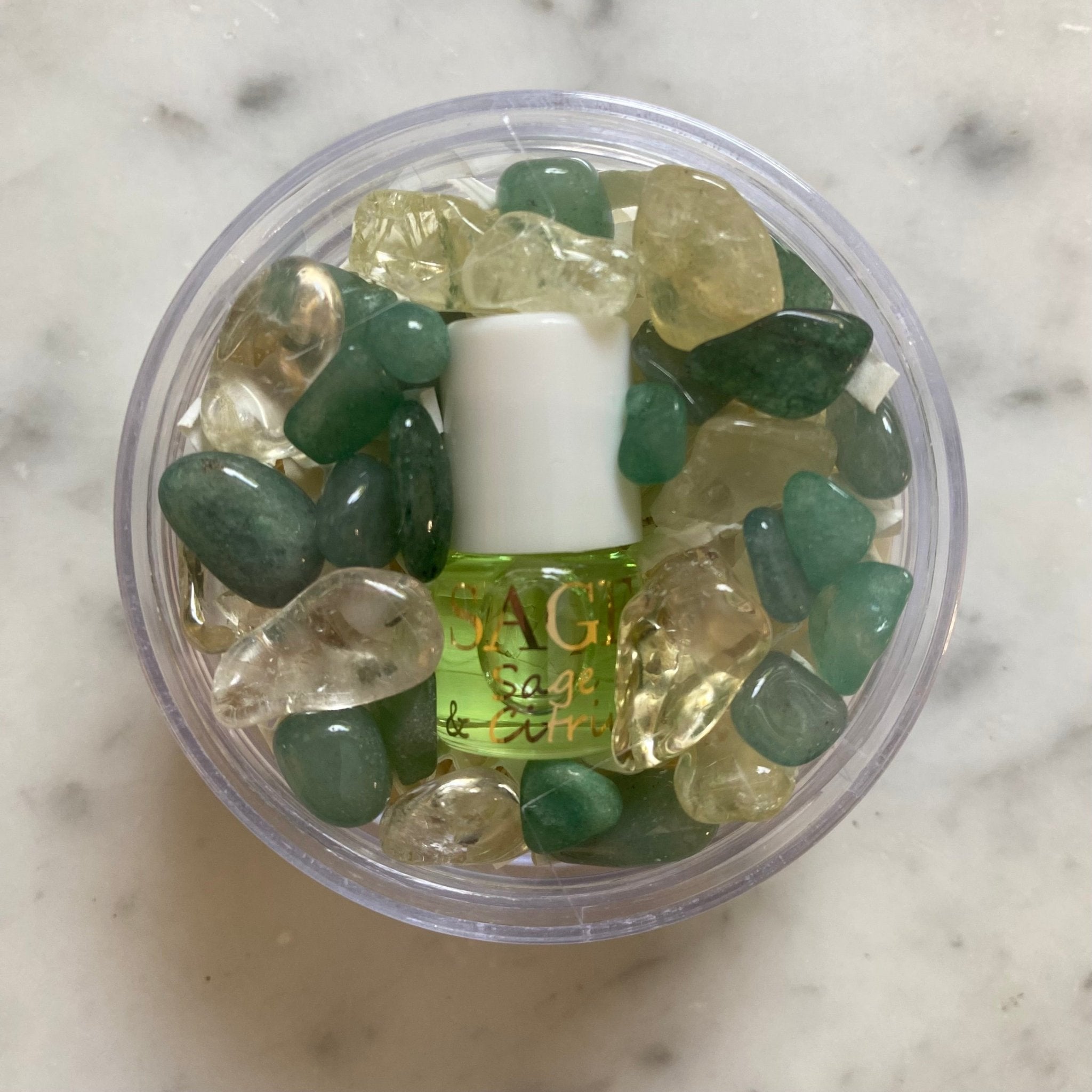 Sage &amp; Citrine Blend Perfume Oil Concentrate Mini Rollie with Gemstones by Sage - The Sage Lifestyle