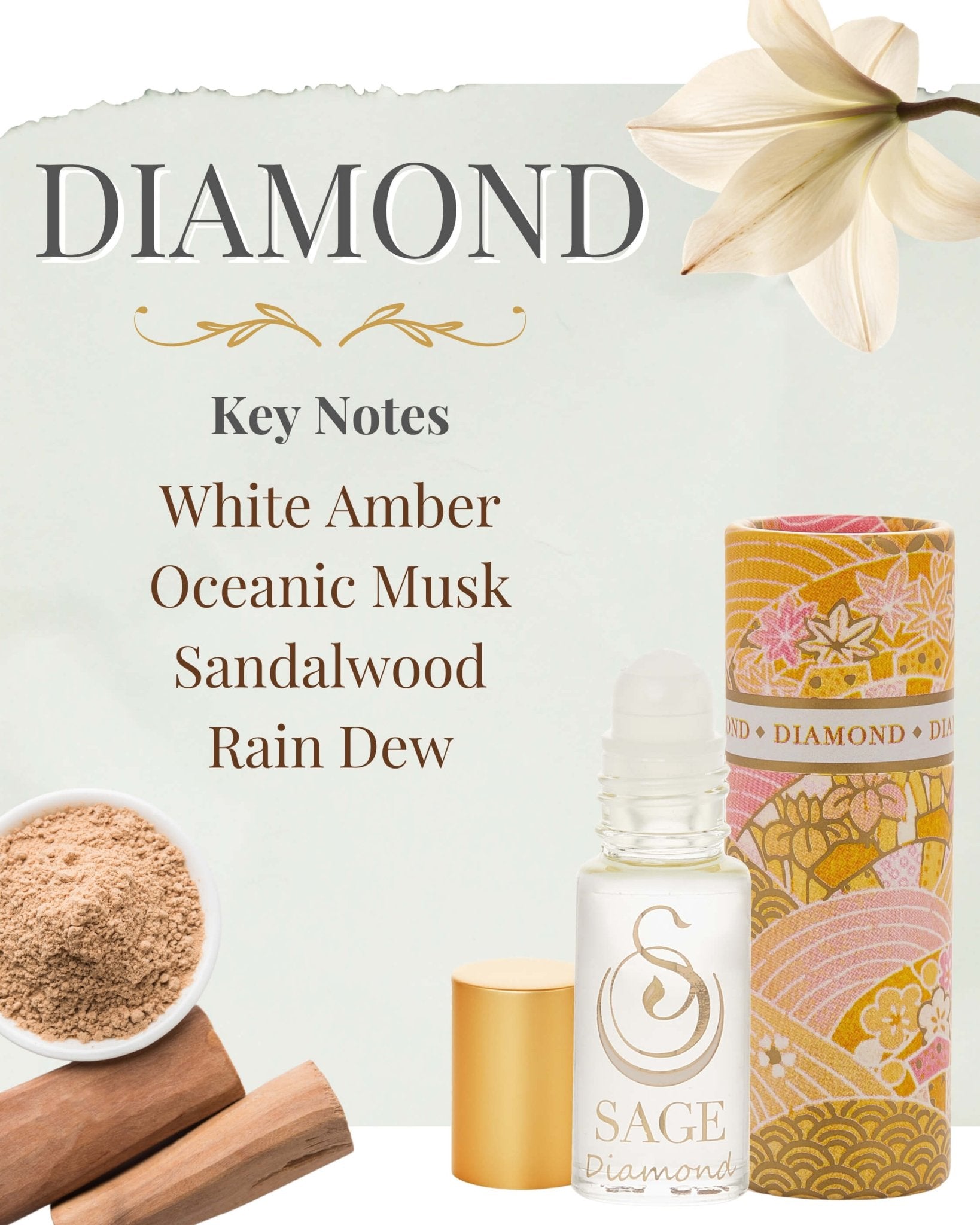 Secret Garden CLEAN Gift Set ~ Diamond Perfume Oil Concentrate Roll - On and Turquoise & Pearl Organic Eau de Toilettes by Sage - The Sage Lifestyle