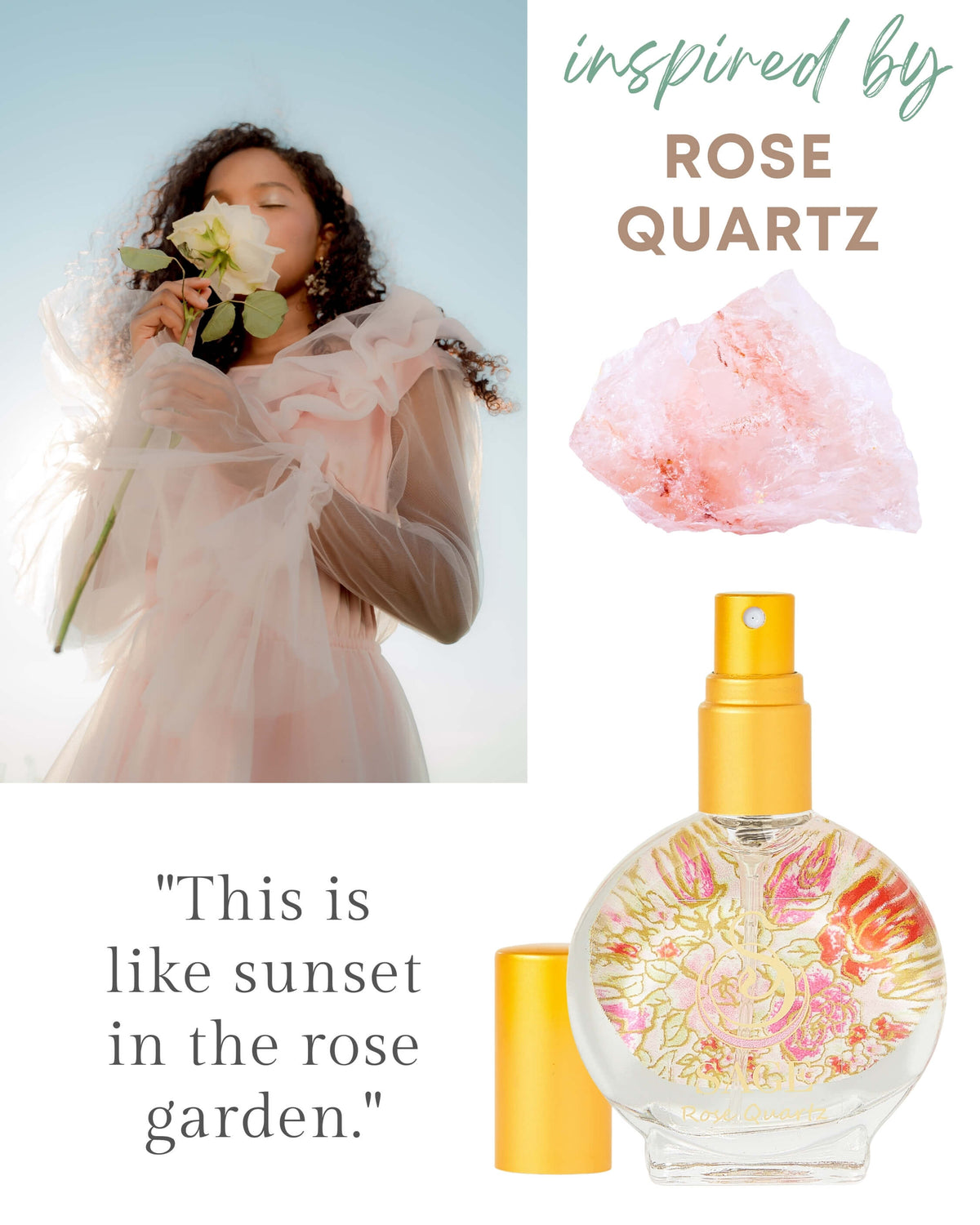 Secret Garden PETITE DUO Gift Set ~ 1/2 oz Rose Quartz Organic Eau de Toilette Mini & 1/4 oz Moonstone Organic Perfume Oil Extract Roll - On with Gemstone Heart - The Sage Lifestyle