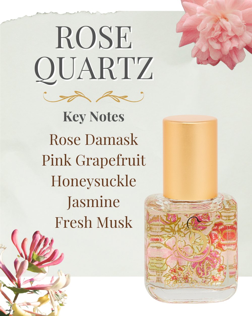 Secret Garden PETITE DUO Gift Set ~ 1/2 oz Turquoise Organic Eau de Toilette Mini &amp; 1/4 oz Rose Quartz Organic Perfume Oil Extract Roll - On with Gemstone Heart - The Sage Lifestyle
