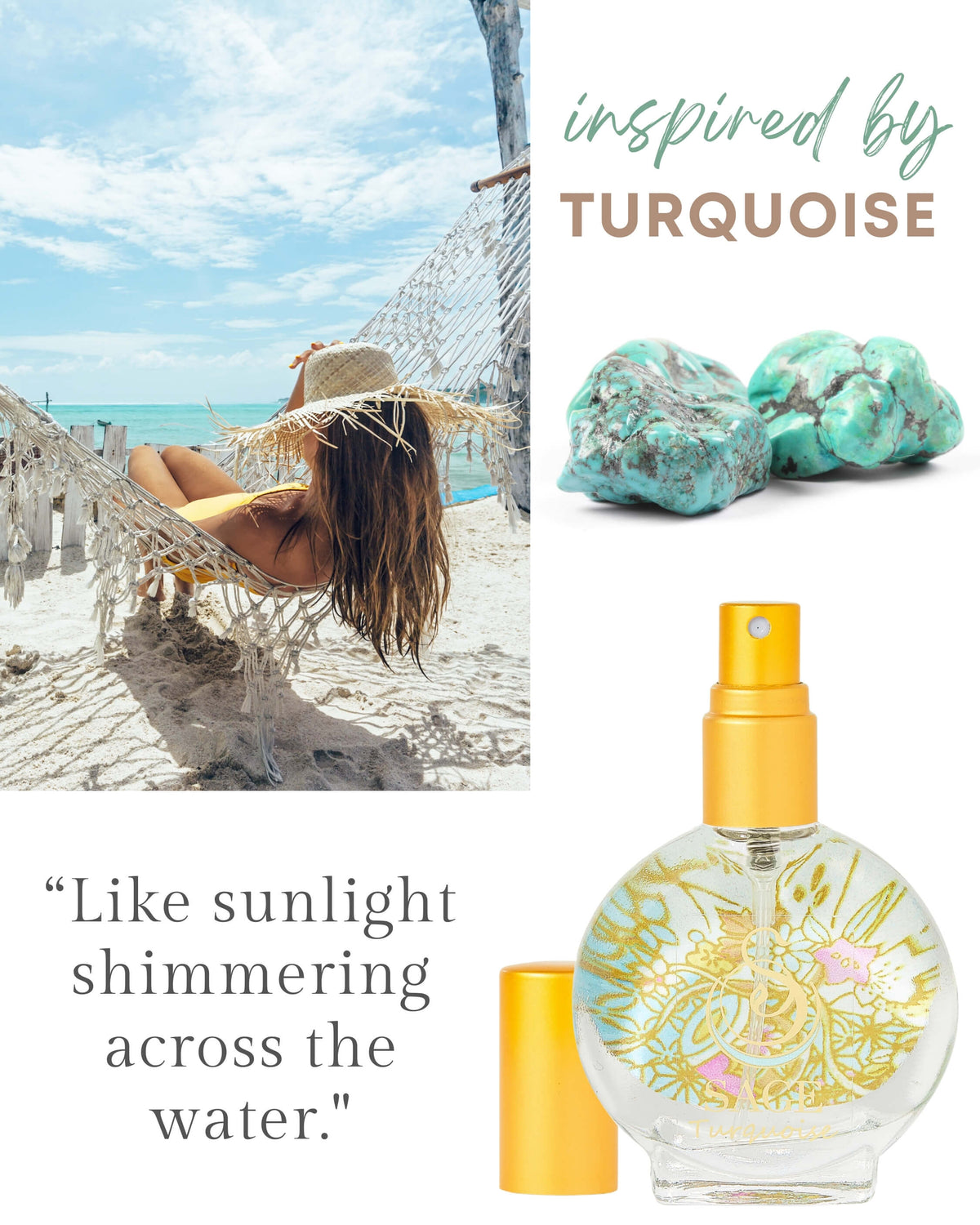Secret Garden PETITE DUO Gift Set ~ 1/2 oz Turquoise Organic Eau de Toilette Mini & 1/4 oz Rose Quartz Organic Perfume Oil Extract Roll - On with Gemstone Heart - The Sage Lifestyle