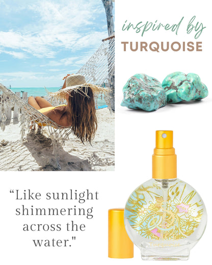 Secret Garden PETITE DUO Gift Set ~ 1/2 oz Turquoise Organic Eau de Toilette Mini &amp; 1/4 oz Rose Quartz Organic Perfume Oil Extract Roll - On with Gemstone Heart - The Sage Lifestyle