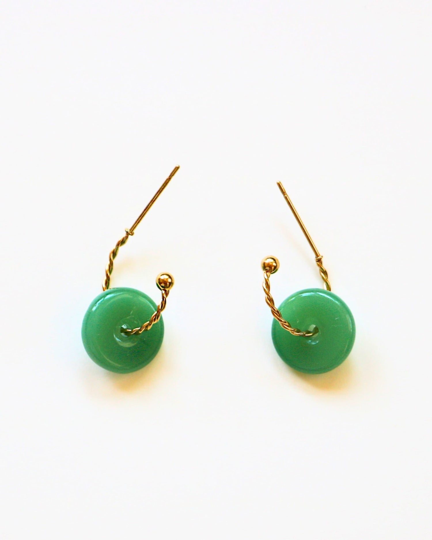 Small Braided Hoop with Aventurine Disk Gold Earrings by Sage Machado - The Sage Lifestyle