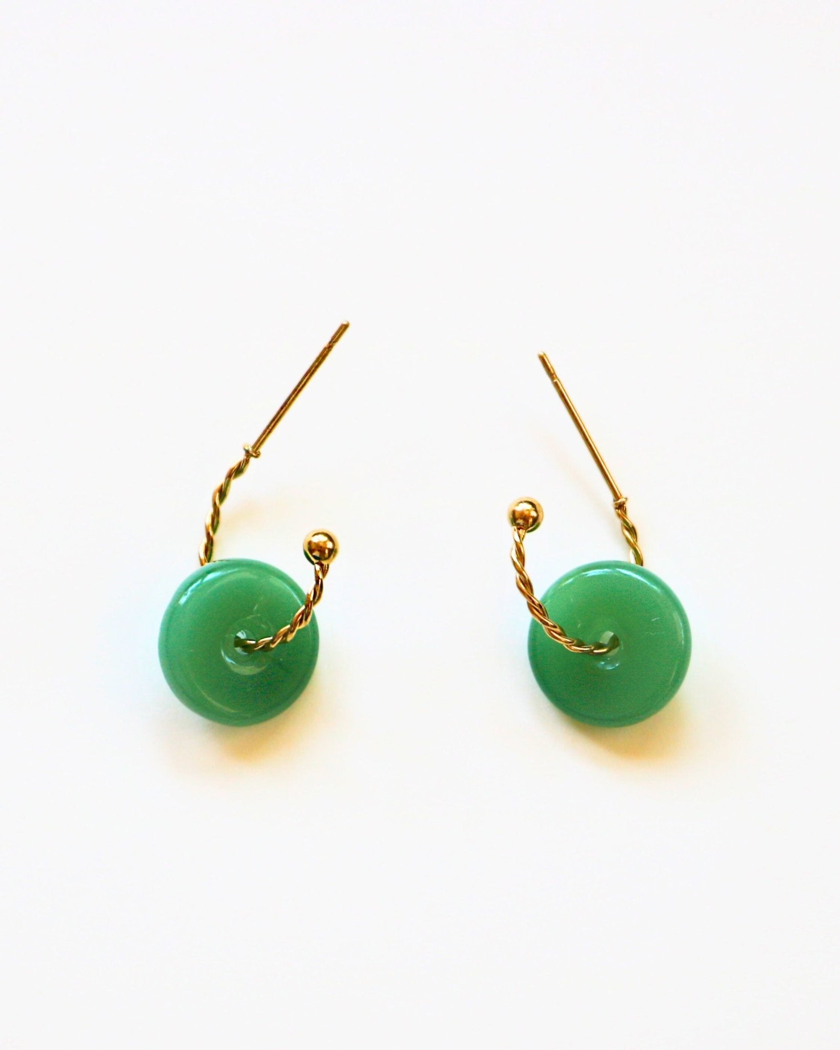 Small Braided Hoop with Aventurine Disk Gold Earrings by Sage Machado - The Sage Lifestyle