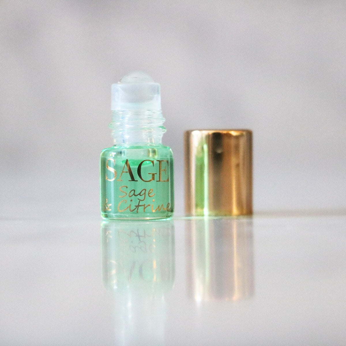 .03 oz Mini Roll on Sage and Citrine Perfume Oil , Fresh, Gender Neutral, Vegan, Cruelty Free, travel size scent
