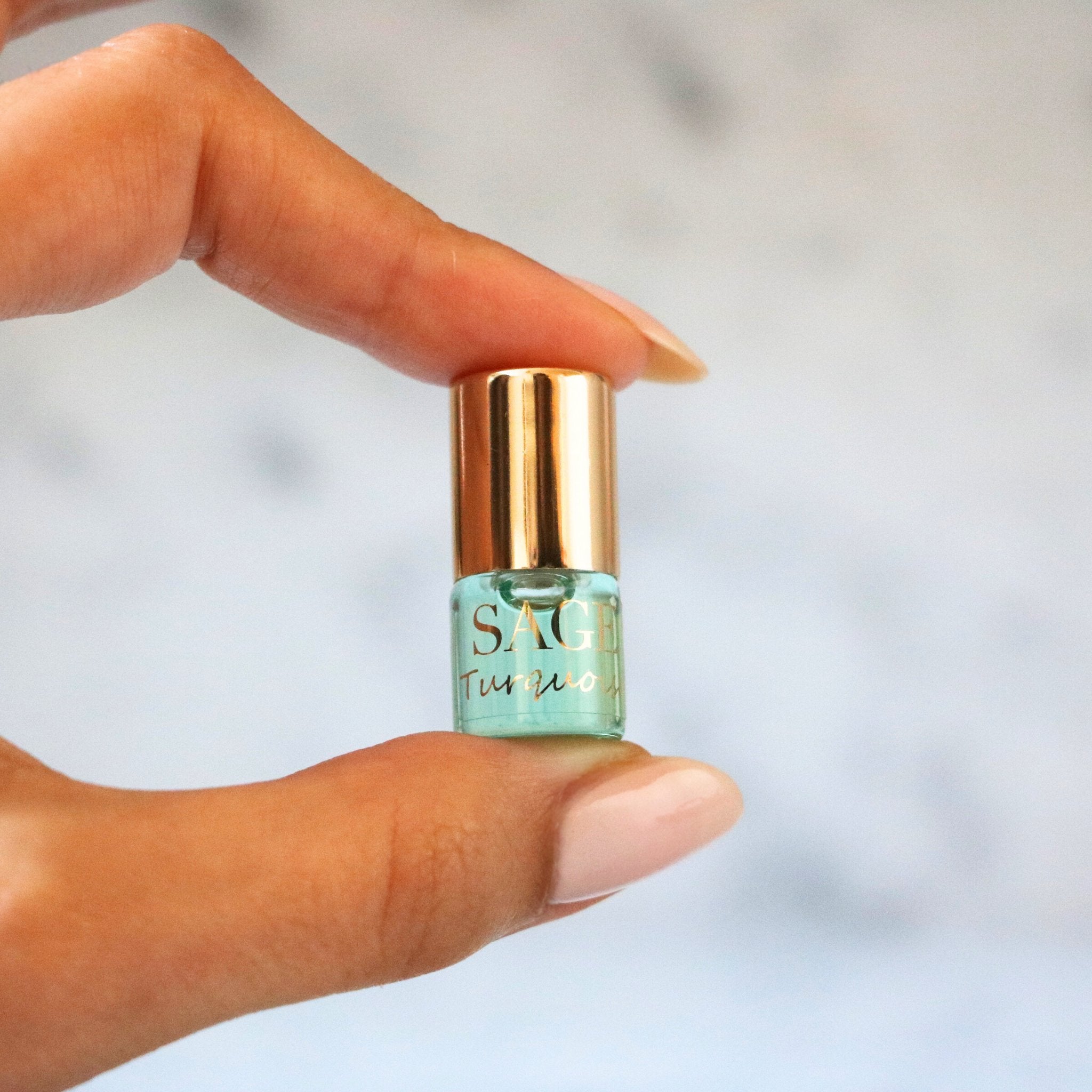 .03 oz Mini Roll on Sage Turquoise Perfume Oil, Marine Gender Neutral, Vegan, Cruelty Free, travel size scent