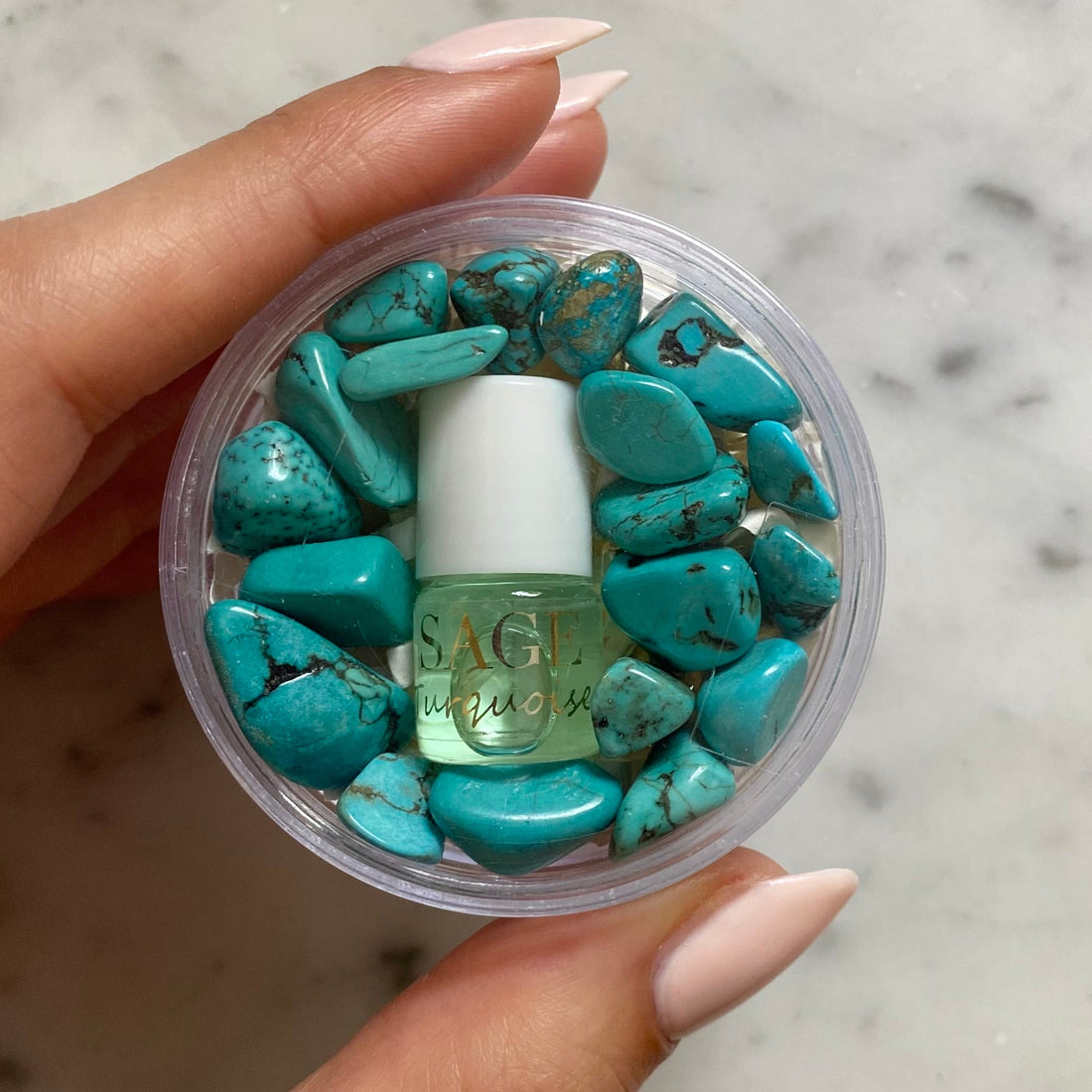 Turquoise Perfume Oil Concentrate Mini Rollie with Gemstones by Sage - The Sage Lifestyle
