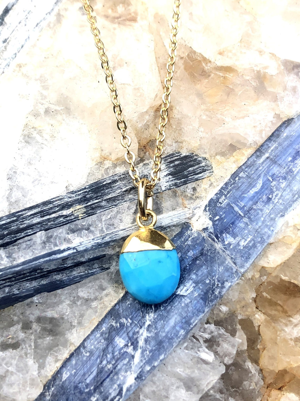 Arizona Turquoise Charm Necklace on Gold Chain by Sage Machado - The Sage Lifestyle
