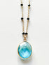 Blue Topaz Large Oval Pendant Necklace on Gold Chain with Black Onyx by Sage Machado - The Sage Lifestyle