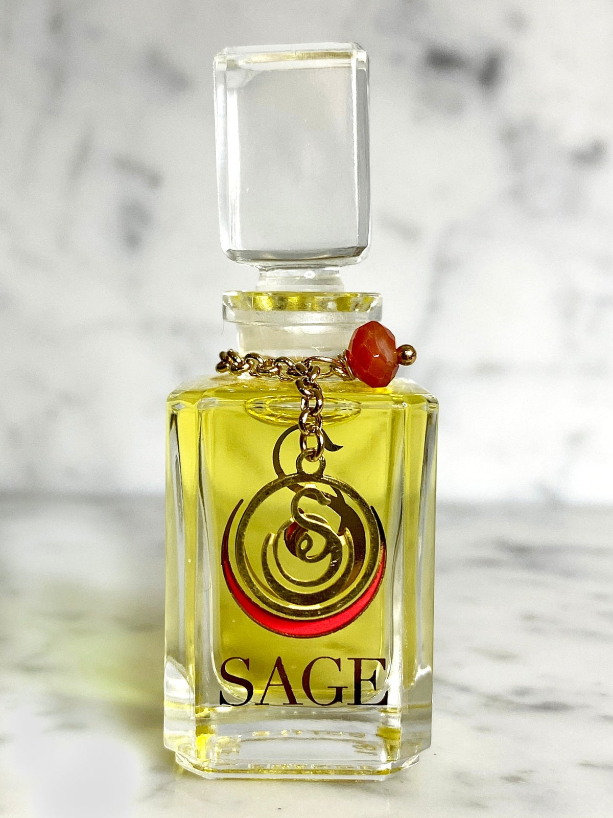 1/4 oz Sage Carnelian Perfume Oil Glass Vanity Bottles with gemstones, fruity, Unisex, Vegan, and Cruelty Free fragrance