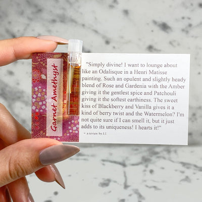 1/4 oz Garnet and Amethyst perfume oil sample, by Sage, dark floral Gender Neutral, Vegan, Cruelty Free travel size scent
