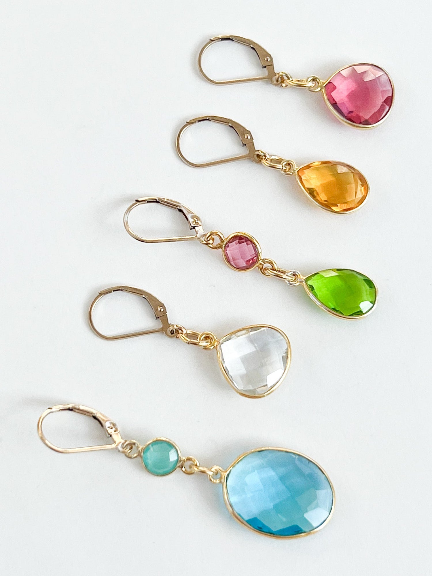 Green Hydro Quartz Round Drop Charm Gold Earrings by Sage Machado - The Sage Lifestyle