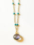 Indigo Hydro Quartz Charm Drop Necklace on Gold Chain with Arizona Turquoise by Sage Machado - The Sage Lifestyle