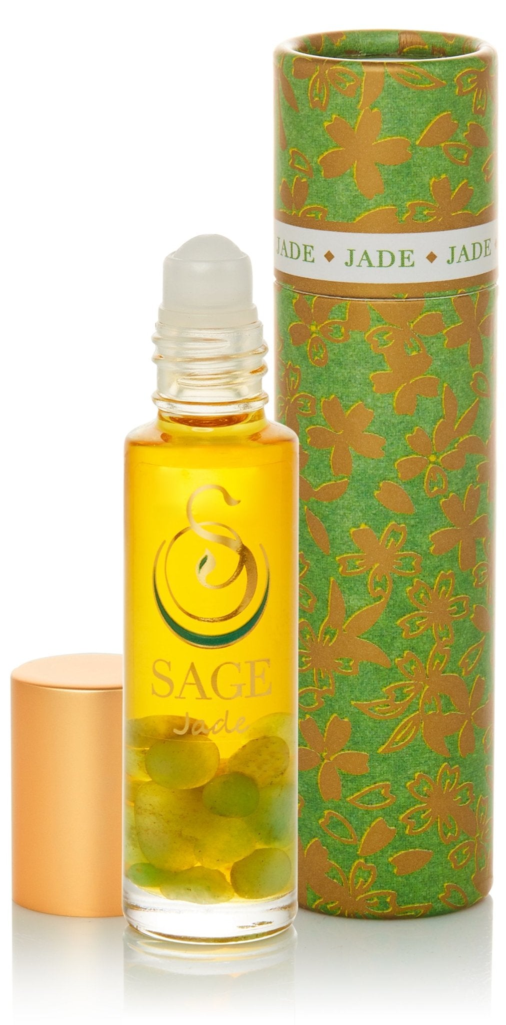 1/4 oz roll on Sage Jade Perfume Oil with gemstones in reusable box, dark floral, Gender neutral, Vegan, Cruelty free scent