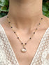 Rock Quartz Teardrop Charm Necklace on Gold Chain with Black Onyx by Sage Machado - The Sage Lifestyle