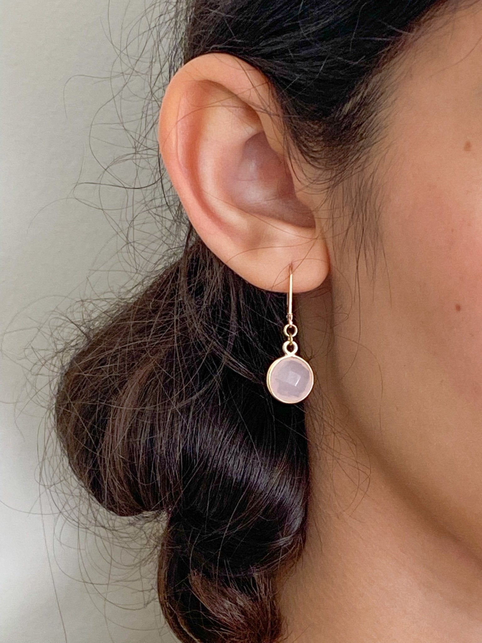 Rose Quartz Charm Gold Earrings by Sage Machado - The Sage Lifestyle