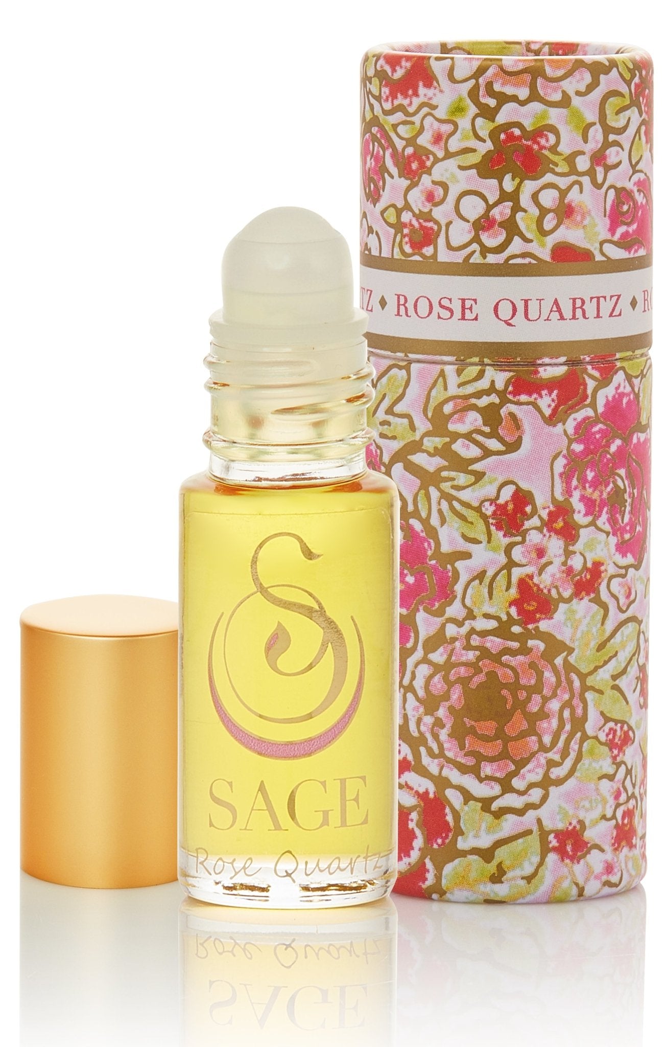 1/8 oz roll on Sage Rose Quartz Perfume Oil in reusable box, light floral, Gender Neutral, Vegan, Cruelty free fragrance