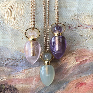 Chloe Gemstone Perfume Bottle Necklace - The Sage Lifestyle