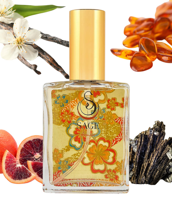 2 oz Sage Amber Organic Perfume Eau de Toilette spray, earthy, Gender Neutral, Vegan, Cruelty Free, made in California
