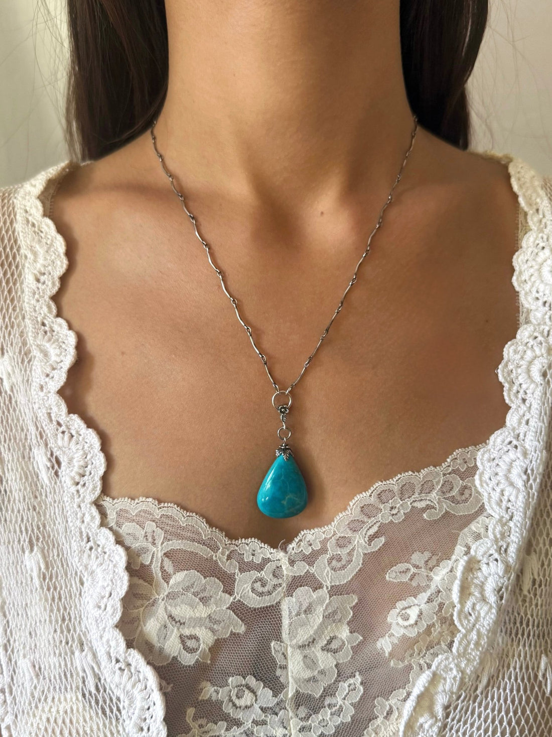 One of a Kind Vintage Arizona Turquoise and Sterling Silver Necklace by Sage Machado - The Sage Lifestyle