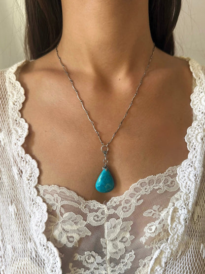 One of a Kind Vintage Arizona Turquoise and Sterling Silver Necklace by Sage Machado - The Sage Lifestyle