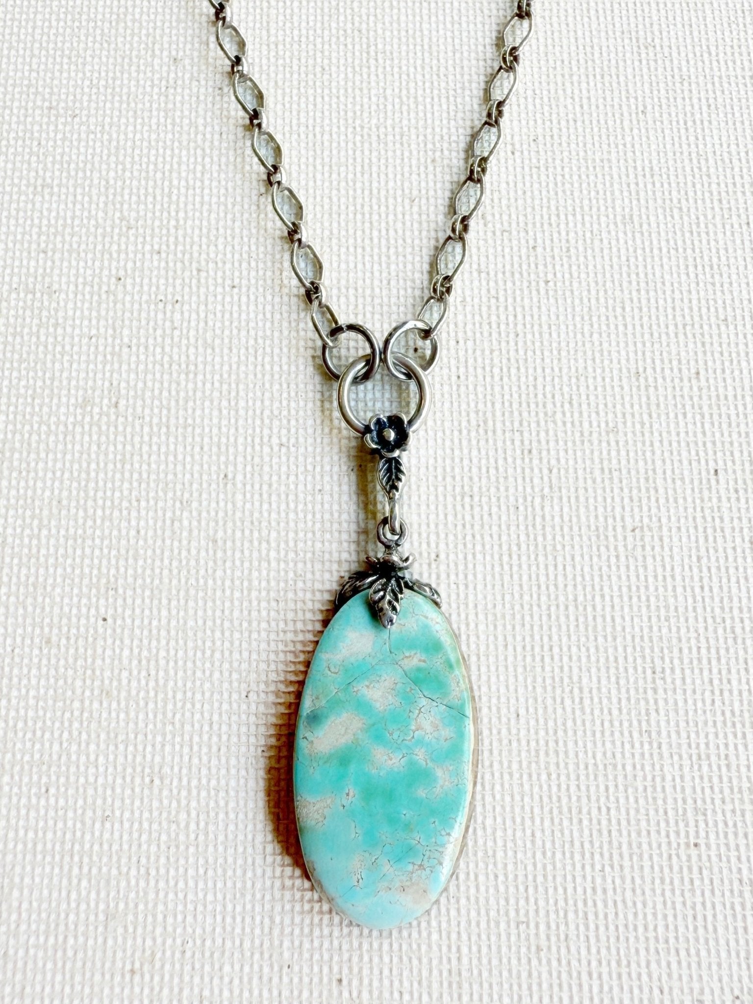 One of a Kind Vintage Arizona Turquoise and Sterling Silver Necklace by Sage Machado - The Sage Lifestyle