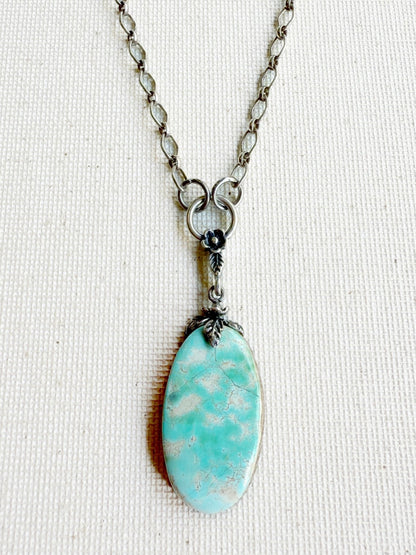 One of a Kind Vintage Arizona Turquoise and Sterling Silver Necklace by Sage Machado - The Sage Lifestyle