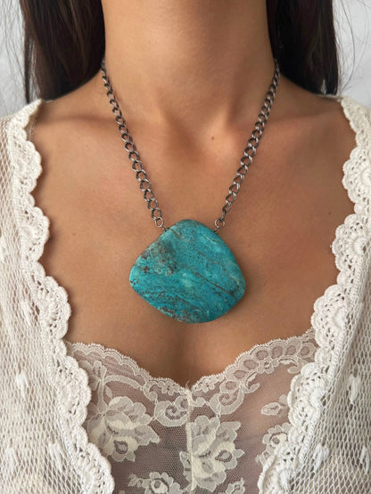 One of a Kind Vintage Arizona Turquoise and Sterling Silver Necklace by Sage Machado - The Sage Lifestyle