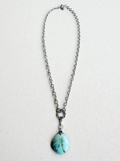 One of a Kind Vintage Arizona Turquoise and Sterling Silver Necklace by Sage Machado - The Sage Lifestyle