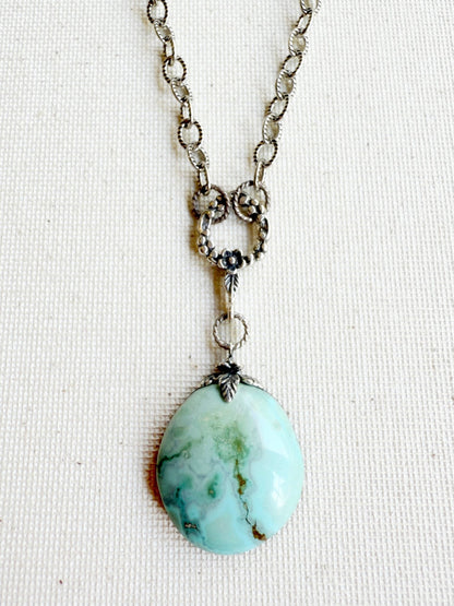 One of a Kind Vintage Arizona Turquoise and Sterling Silver Necklace by Sage Machado - The Sage Lifestyle